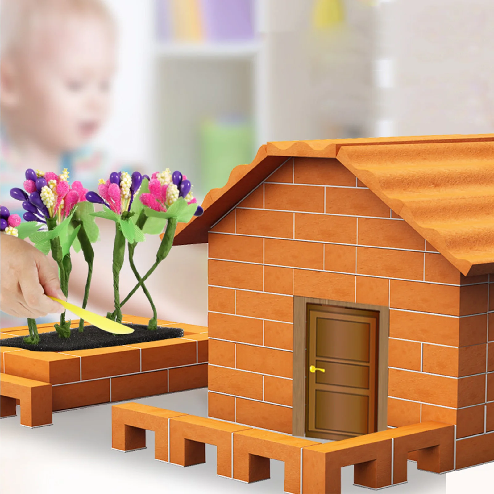 

Simulation Brick Clay Building House Building Model DIY Assembling Cottage Fun Graffiti Build House DIY Fun Graffiti Kids Gift