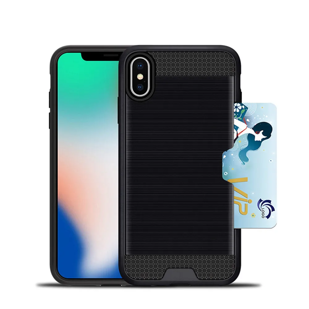 Гибридный жесткий чехол для iPhone 11 Pro X XS MAX XR 6 6S 7 8 Plus с отделением карт стильный