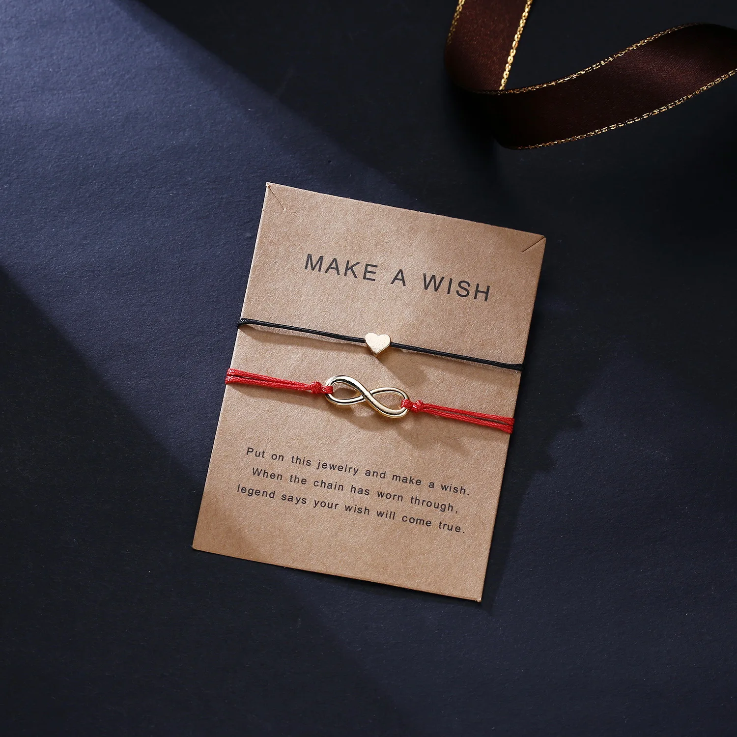 Новый красный черный браслет с цепочкой из веревки карточкой любовь смола кулон