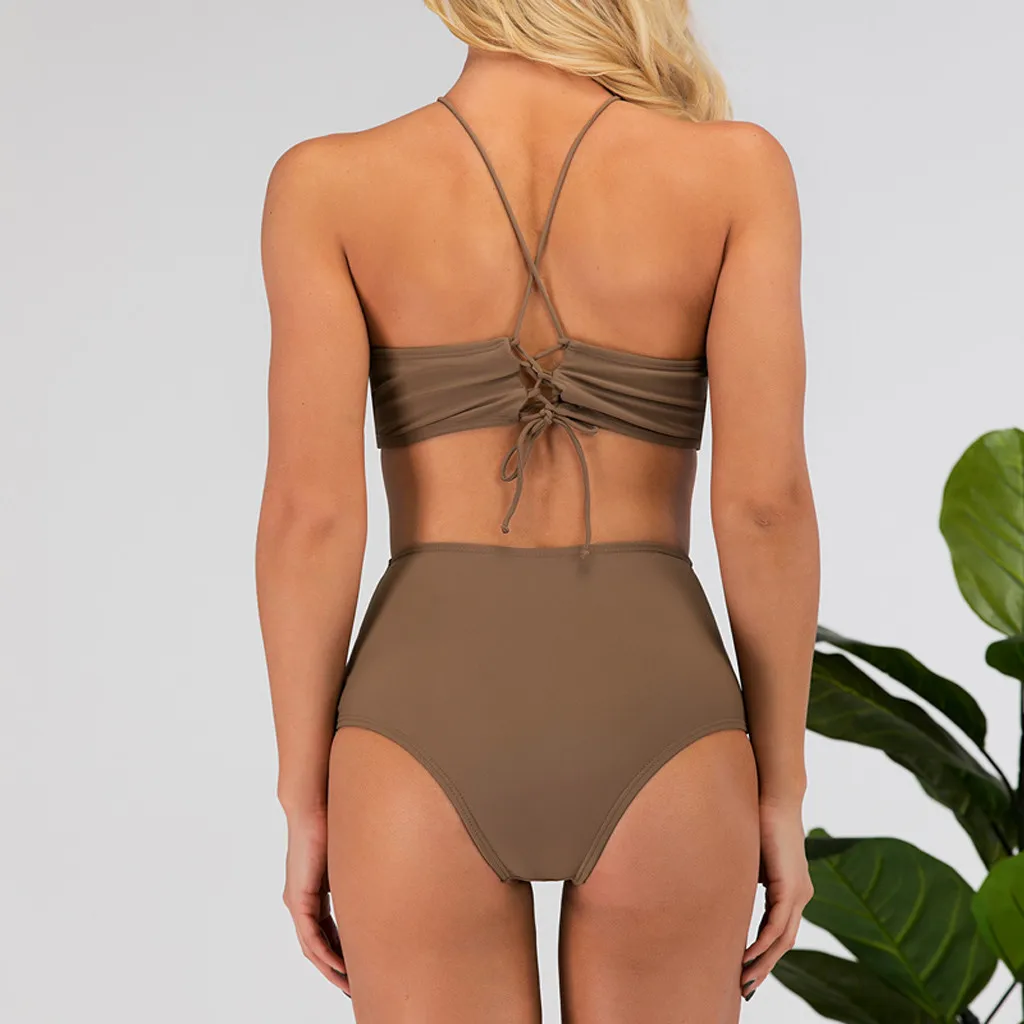 Женский купальник бикини Kancoold однотонный комплект из двух предметов с