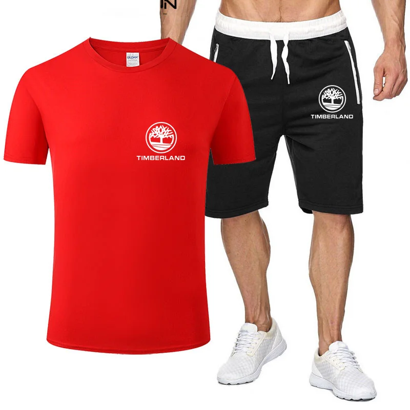 

Casual men's suit summer sportswear men's printed short sleeve T-shirt 2 pieces + shorts quick dry short suit fashion sportswear