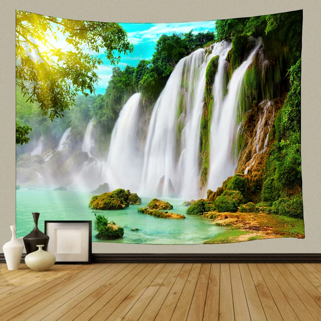 

3D водопад гобелен с пейзажем Hippie настенные гобелены природный пейзаж лесной поток спальня общежитие домашний декор роспись