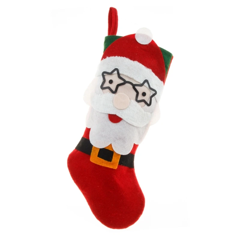 

808B Christmas Stockings 16'' Large Xmas Socks 3D Cartoon Santa Reindeer Gift Bags