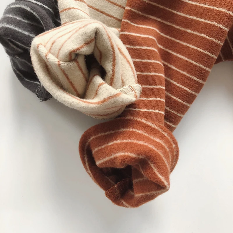 

New 2020 Autumn Winter Baby Boys Girls High Colla T-shirt Children's Baby Boys Girls Stripe Long Sleeve Pullover Tops