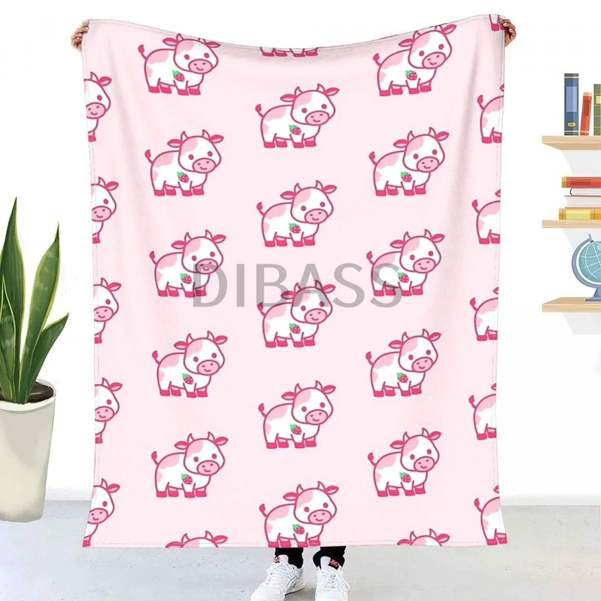 

Strawberry Cow Throw Blanket 3D Printed Flannel Throw Blankets