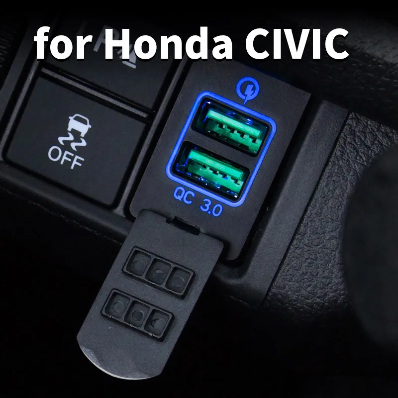 Car USB charger port fast charging head modification accessories For Honda Civic 10th 2016 2017 2018 2019 2020