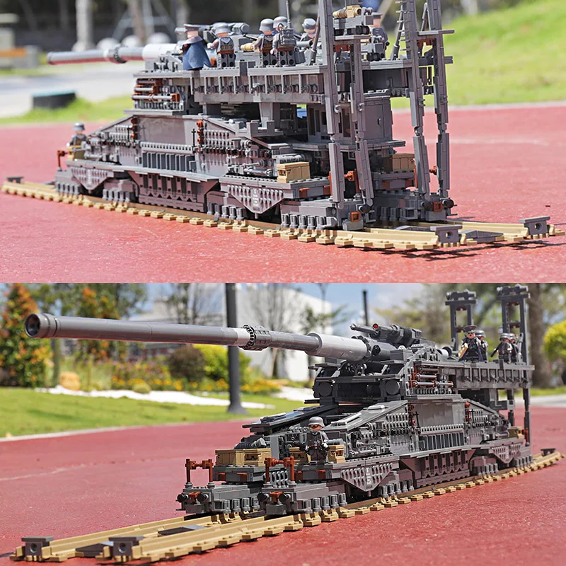 3846pcs Military Heavy Gustav/Dora German 80cm K(E Railway Gun Building Blocks WW2 army World War ii Tank Soldier Bricks Toys