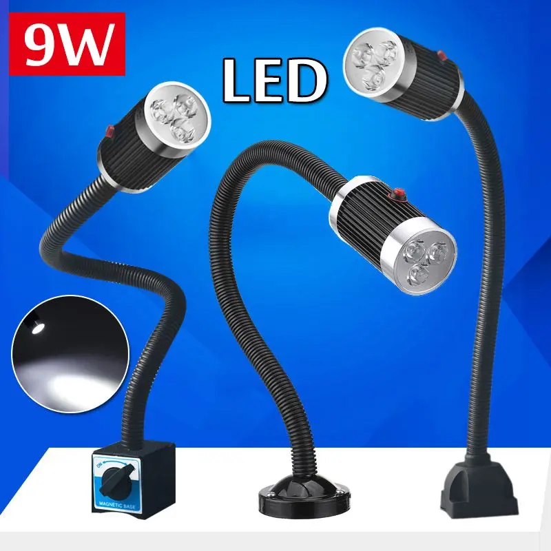 

LED CNC Working Light Machine Lathe Magnetic Base Flexible Gooseneck Lamp 9W For Lathe Milling Drill Press Industrial Lighting