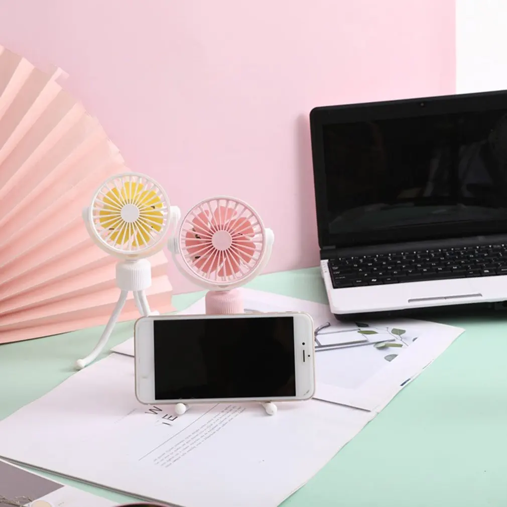 

Stroller Fan Mini Portable Fan LED Light Camping USB Rechargeable Fan With Flexible Tripod Mini Handheld Fan