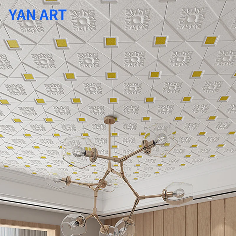 

Self-adhesive 3D Wall Stickers Foam Panels Ceiling Decorative Tile Stickers Living Room Decor TV Background Embossed Wallpaper