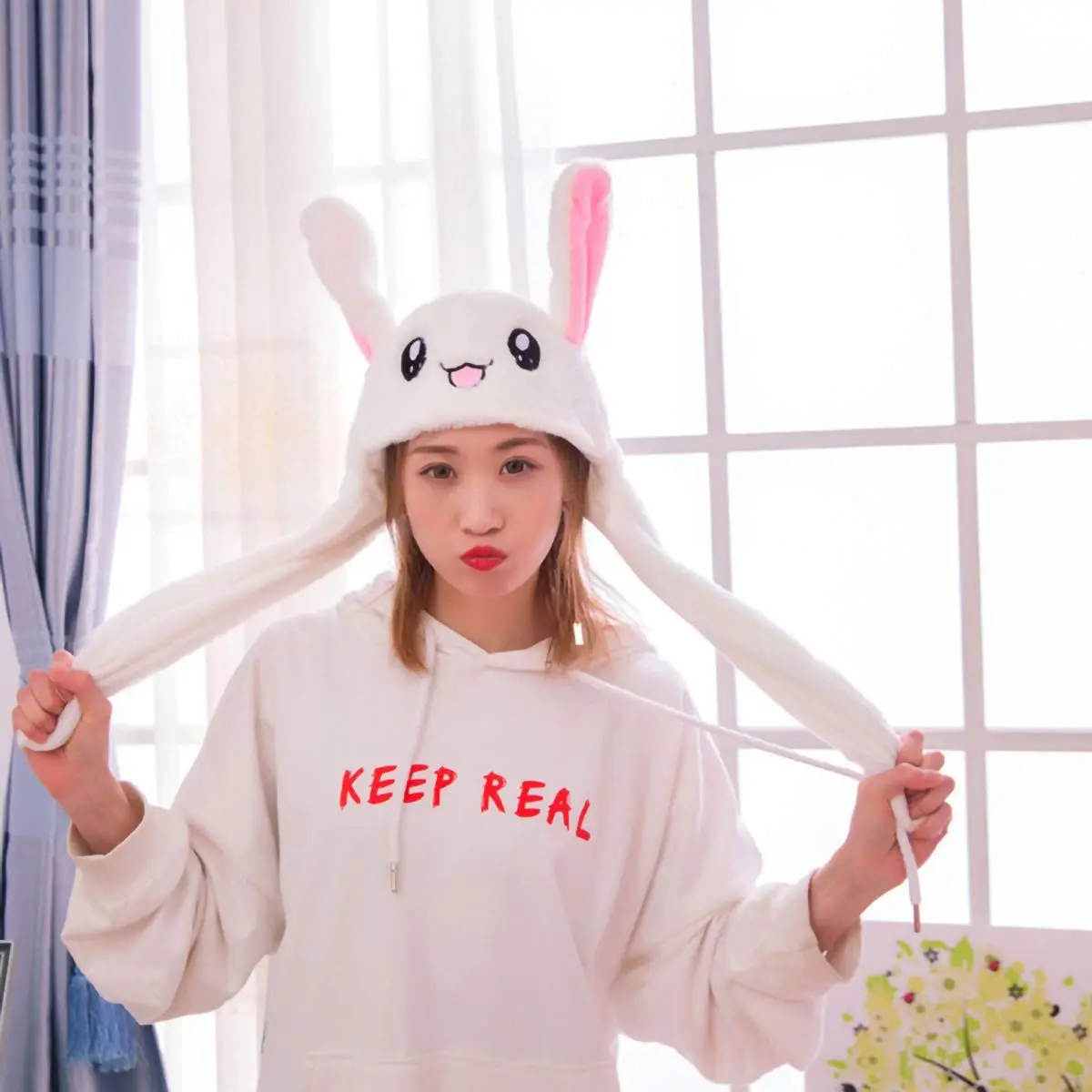 

Bunny Hat Ears Mobile Jumping Hat Fun Rabbit Plush Hat for Girls and Girls Cosplay Christmas Party Holiday Hats