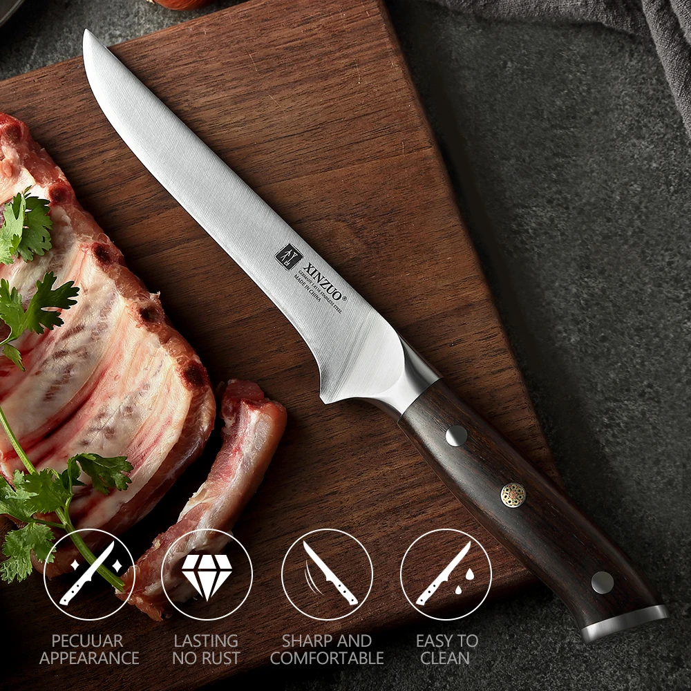

XINZUO 6" Bone Knife German 1.4116 Steel Stainless Steel Meat Cleaver Fruit Paring Boning Utility Knives Kitchen Accessories