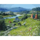 Gatyztory Рамка DIY живопись по номерам Сельский пейзаж Ручная роспись Картина маслом домашний холст окраска Настенный декор