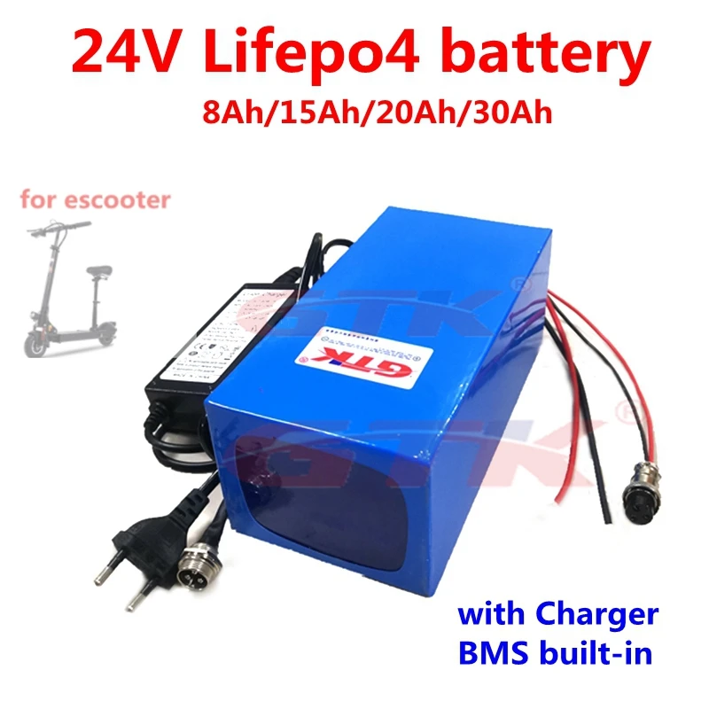 Литиевая батарея GTK Lifepo4 24 в 8 Ач 15 20 30 ач с BMS для 250 Вт 500 ebike скутер скейтборд
