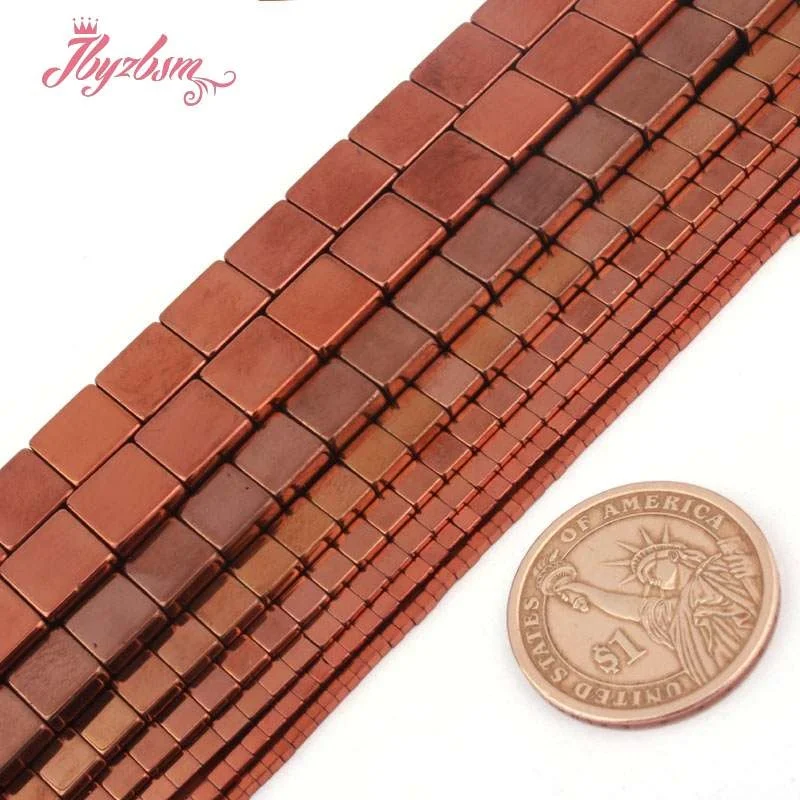 Гладкие Квадратные бусины 1 10 мм из гематита коричневого цвета натурального