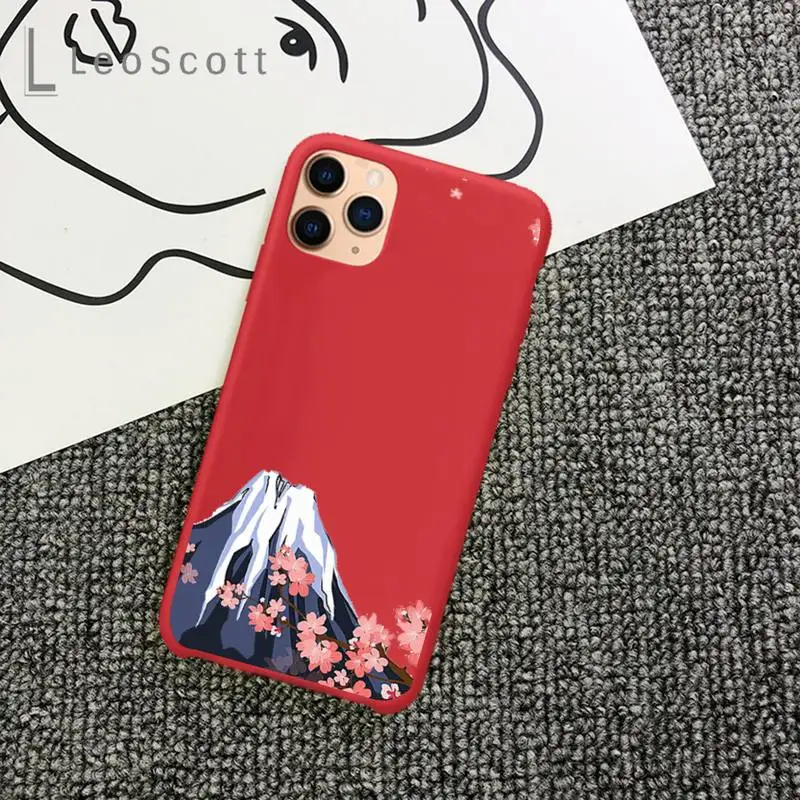 

Fuji Mountain Minimalist painting Phone Case Candy Color for iPhone 11 12 mini pro XS MAX 8 7 6 6S Plus X 5S SE 2020 XR