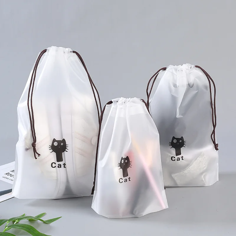 

Cartoon Cat Travel Drawstring Makeup Bag Transparent Make Up Beauty Bag Women Handbag Storage Pouch Organizer Bath Wash Kit