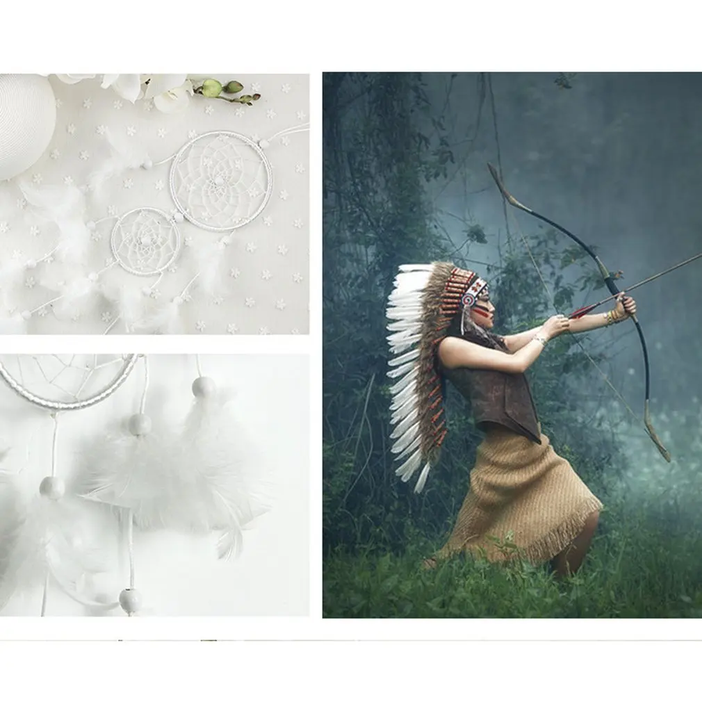 

Handmade White Dreamcatcher Girl Heart Indian Dream Catcher Net With Feathers Room Wall Decor Car Hanging Decoration Ornament