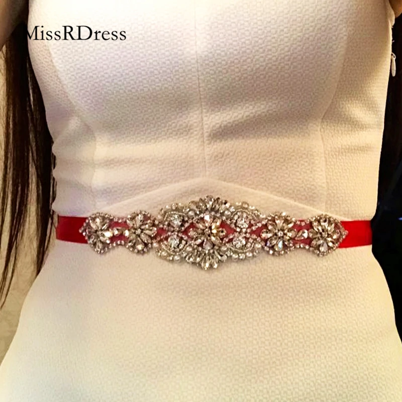 MissRDress серебряные стразы пояс для невесты Кристальный жемчуг ленты свадьбы