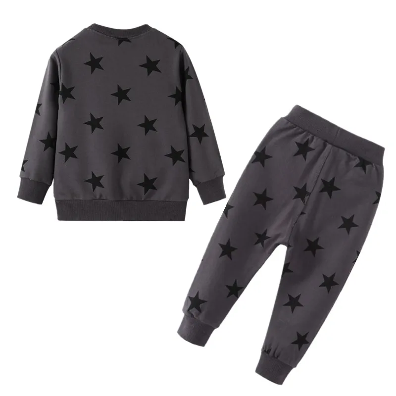 НОВЫЕ комплекты одежды для мальчиков весенне-осенние детские комплекты хлопковые спортивные костюмы со звездами для мальчиков, детские костюмы футболка с длинным рукавом+ штаны