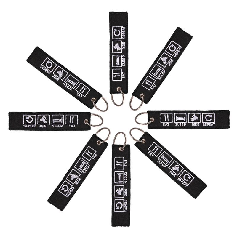 Новинка брелок для ключей с вышивкой мотоциклов и автомобилей Eat Sleep Read Porte
