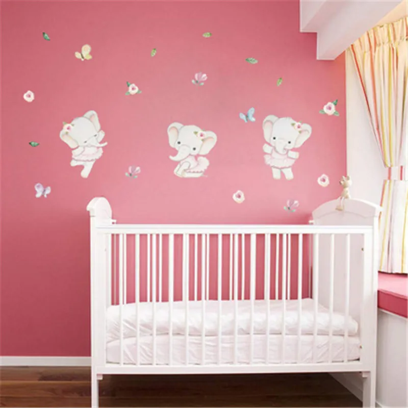 Cartoon Cloud Stars Elephant Wall Stickers For Kids Room Baby Girl Decorative Sticker Nursery Bedroom Decal Home Decor | Дом и сад