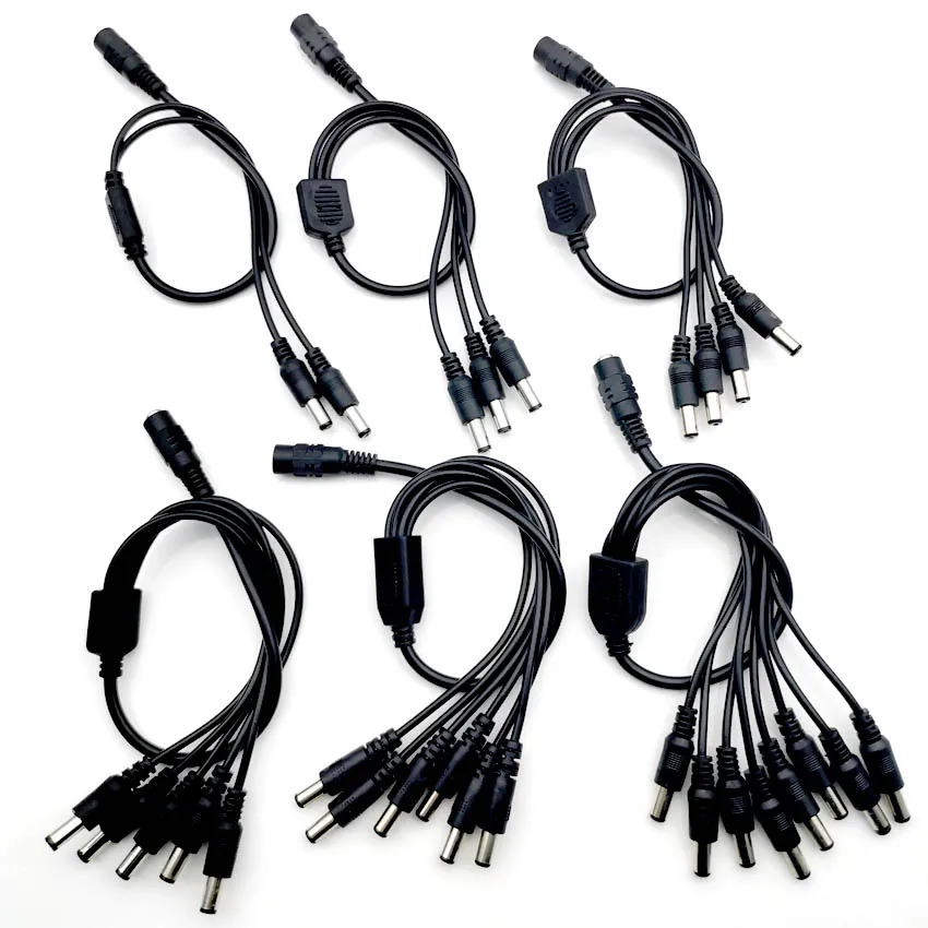 

2.1*5.5mm 1 Female to 2 3 4 5 8 Male DC Power Splitter Plug Cable for CCTV Security Camera Accessories Power Supply Adapter 12V