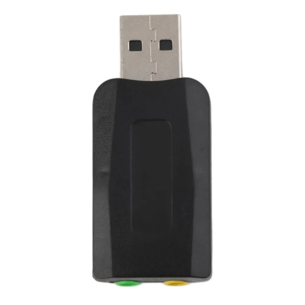 Прочный легкий разъем и воспроизведение USB 2,0 в 3D для микрофона Динамик Аудио гарнитура адаптер звуковой карты 5,1 каналов для ПК ноутбук черный
