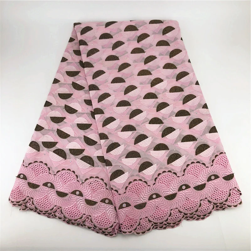 Популярные хлопковые нигерийская одежда 884 розовый кружевной ткани Бесплатная