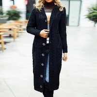 oversized cardigan women long sleeve hooded sweater autumn warm cable knit jumper female casual loose button up knitted cardigan