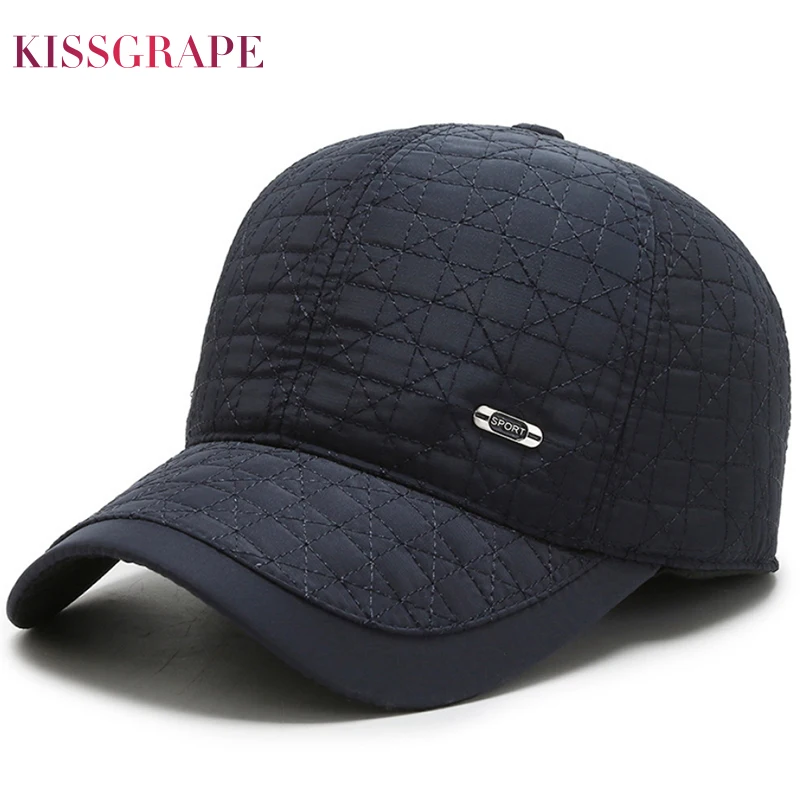 Мужские хлопковые бейсболки для взрослых на осень и зиму с ушками регулируемые