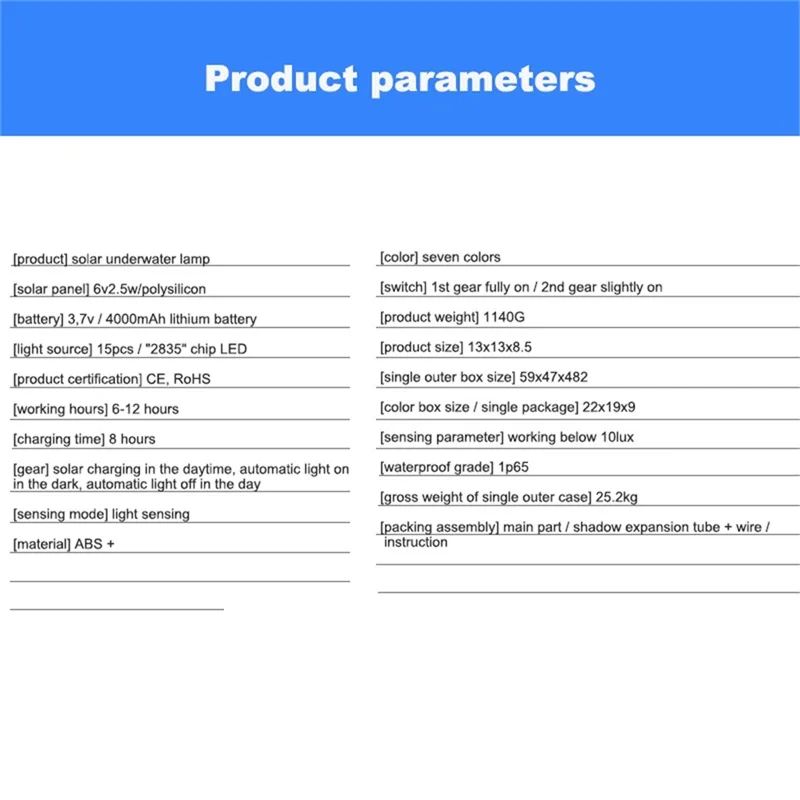 

Solar Lawn Light Colorful Rgb Underwater Light Pool Fountain Park Pond Aquarium Outdoor Garden Landscape Light Ip68