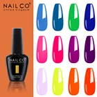 Гибридный лак NAILCO, флуоресцентный, лето Цветной Гель-лак для ногтей, эксклюзивные цвета, 12 цветов, 15 мл, 15 мл, Базовое покрытие из смолы