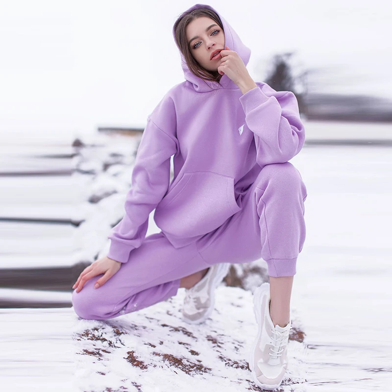 

Autumn Winter Women's Sets 2pcs Long Sleeve Hooded Tops with Pocket Long Pants 2022 Fashion Casual Tracksuits