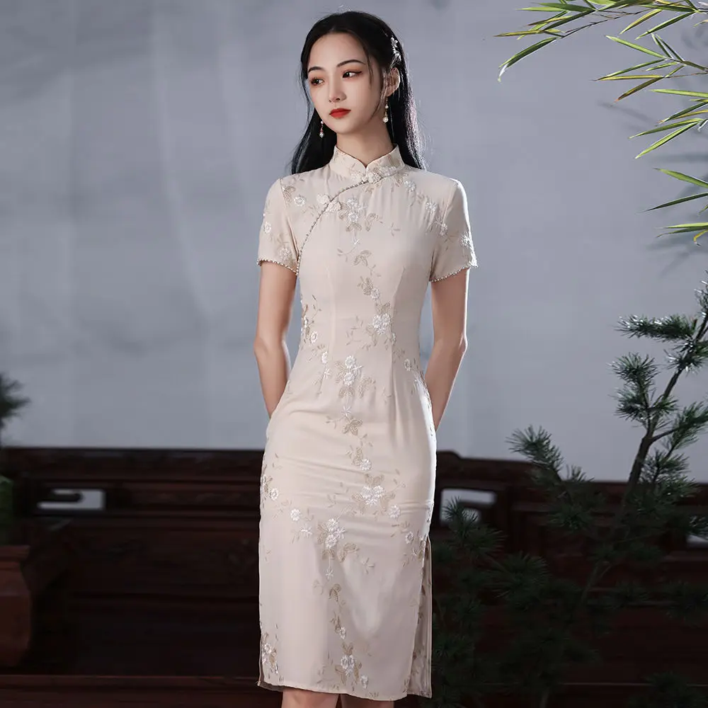 

Платье Qipao в современном молодежном стиле, китайские традиционные женские платья, современный чонсам, элегантные платья, свадебное платье д...