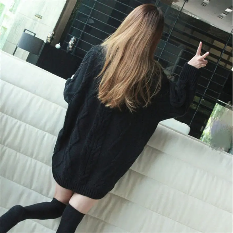 

2021 Winter Women Fashion Twisted Sweaters Female Loose O-neck Long Pullovers Tops Ladies Solid Color Knitted Jumpers Y383