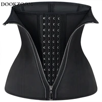 latex waist trainer corset zipper cincher slimming belly belt tummy trimmer shaper women control sheath girdle strap black hooks