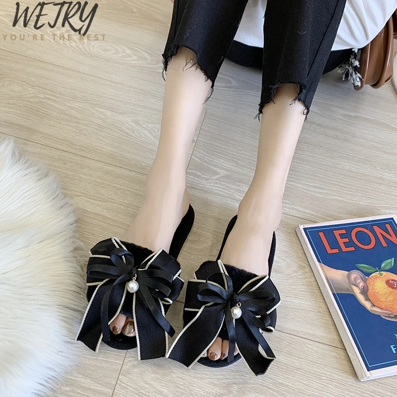 

Women Home Slippers Winter Warm Shoes Woman Slip on Flats Slides Female Faux Fur Slippers Women Shoes 36-41 wholesale