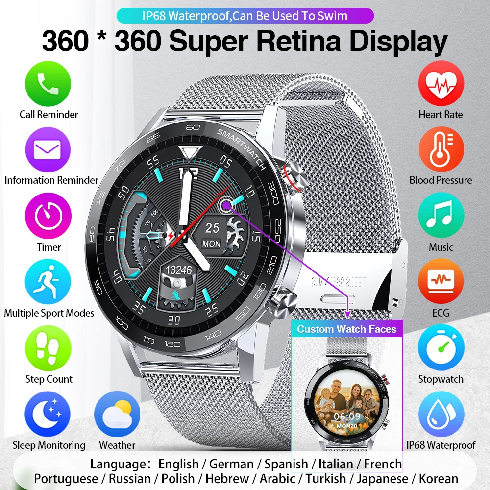 

Смарт-часы для мужчин и женщин, 360*360 HD IPS экран