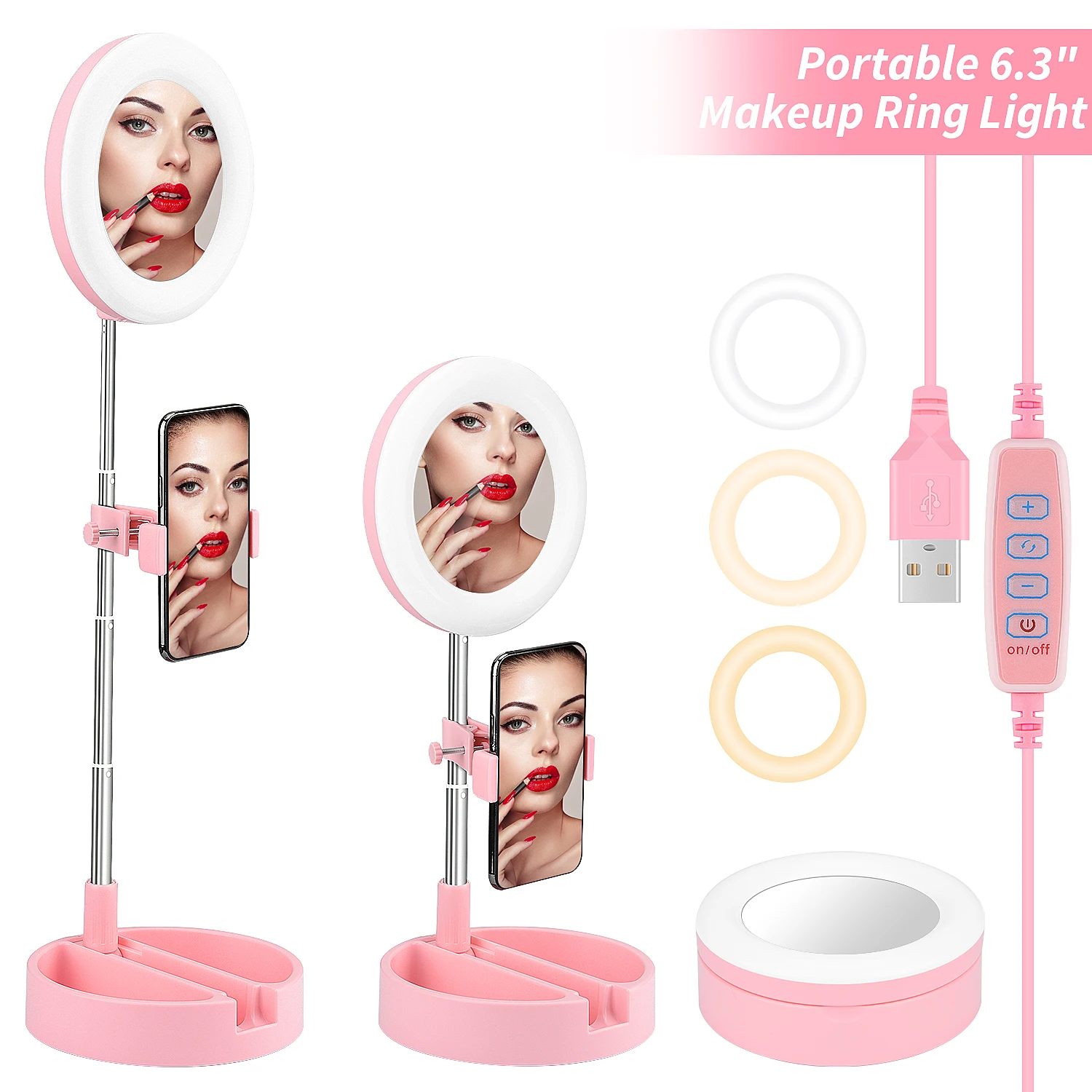 

Folding Photography Live Light Phone Holder Universal Selfie Ring Light with Mobile Phone Holder Bracket Desk Lamp LED Light