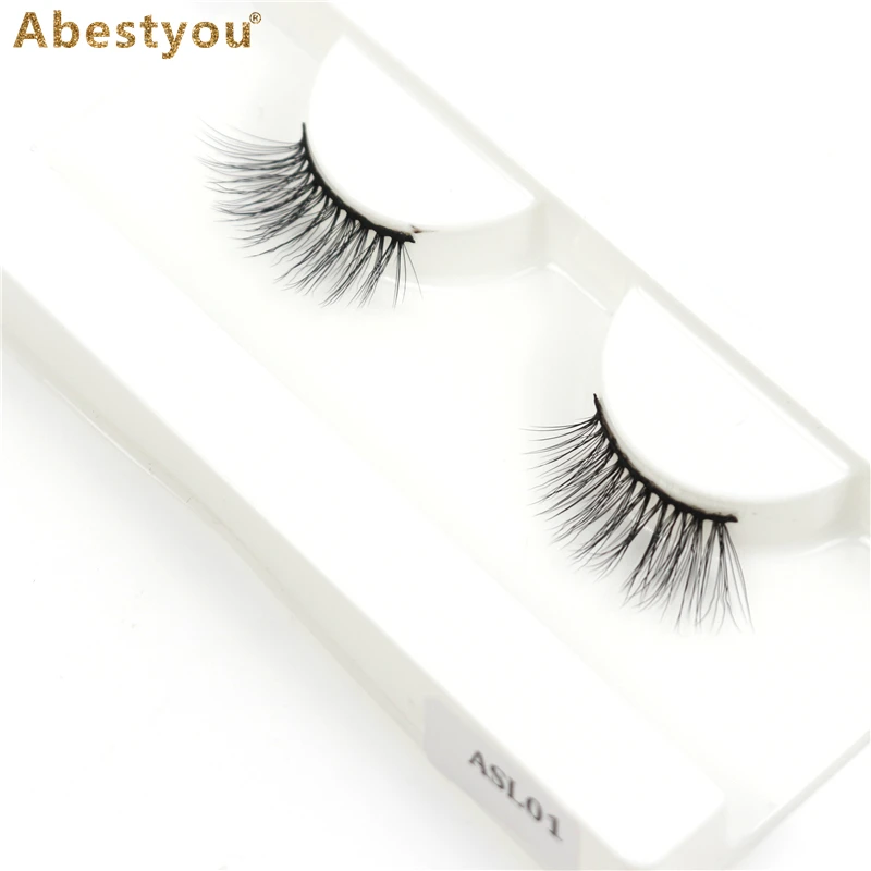 

Abestyou 3D human hair false lashes half eyelashes short length 9-12mm natural eyelaesh extensions with custom box packed