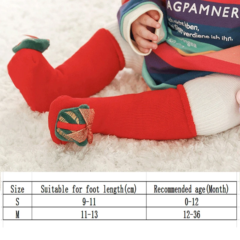 Хлопковые рождественские носки для новорожденных Нескользящие напольные