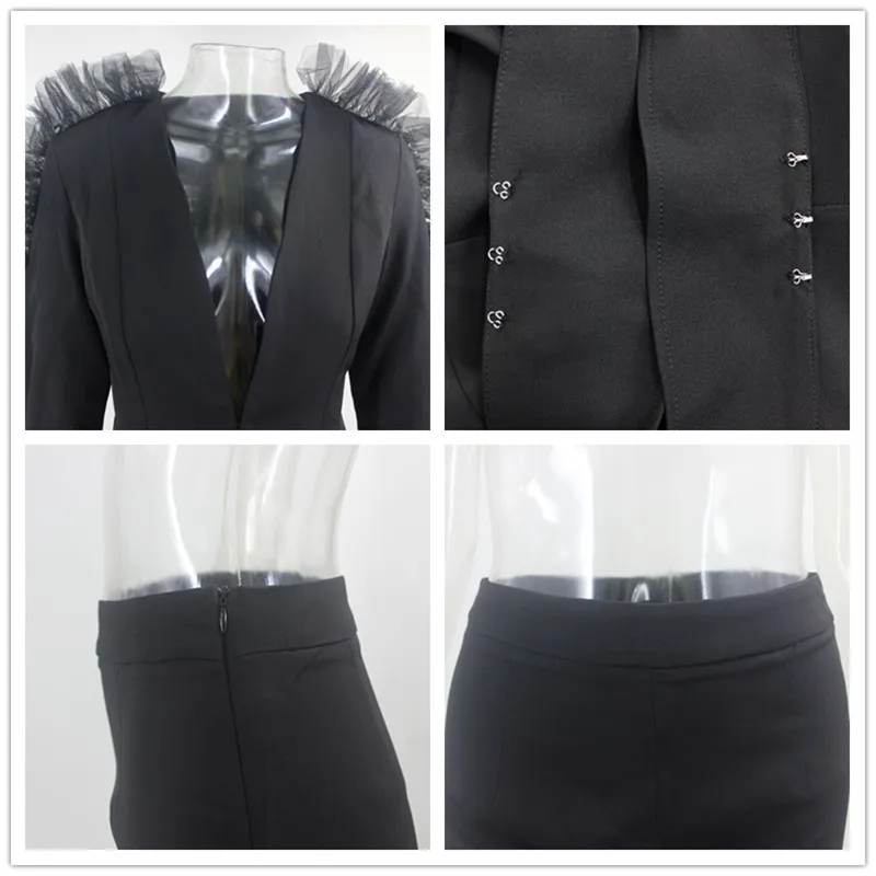 Fuedage/Зимний кружевной комплект из двух предметов с оборками блейзер глубоким v