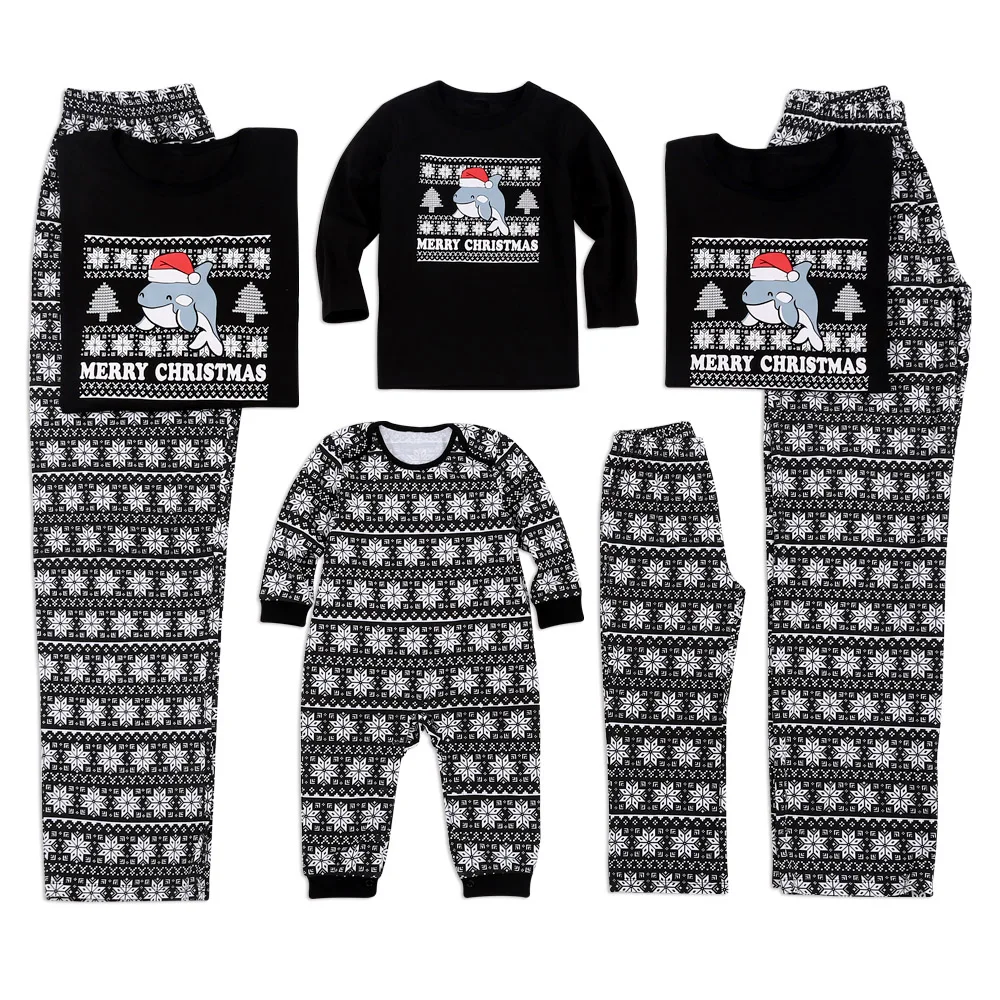 Пижамы для всей семьи с изображением дельфина зимний костюм отдыха богемный