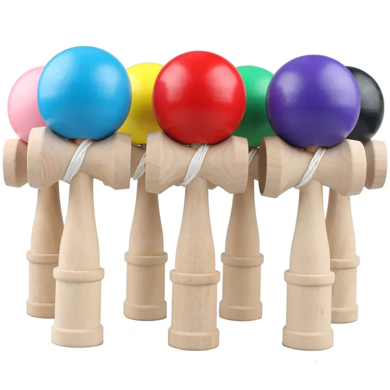

1pc Rubber Elastic Frosted Kendama Sword Ball Professional Wooden Toy Skillful Juggling Ball Game Children Toy Random Color
