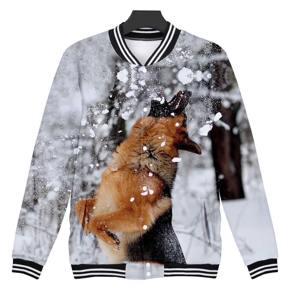 3D куртка немецкая овчарка бейсбольная для мужчин/женщин Осень/Зима Повседневная