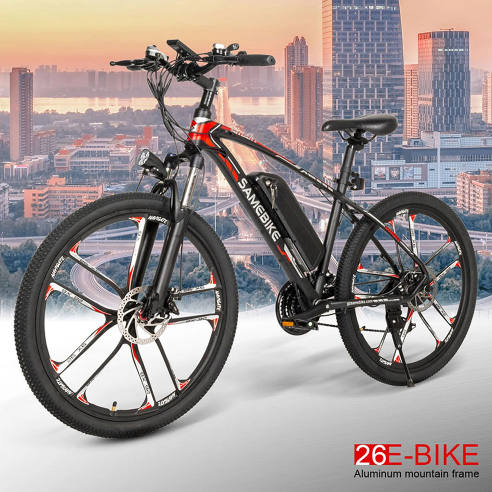 

samebike 26 Inch Electric Bike 350W Motor Moped Bikes 48V 8AH Power Assist Electric Bicycle 35-40km High Speed Adult E Bikes