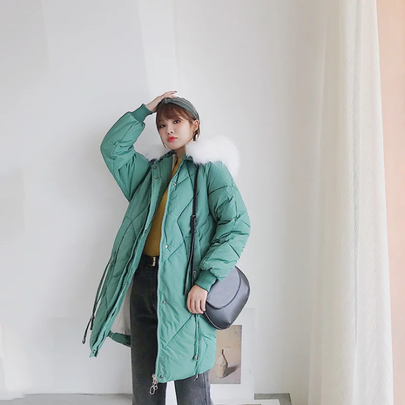 Зимняя женская новая парка средней длины Женская свободная пуховая куртка с