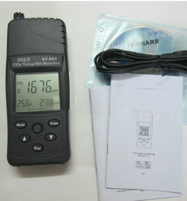 

Infrared CO2 Analyzer Contact CO2 Temperature Humidity Sensor TENMARS ST-501