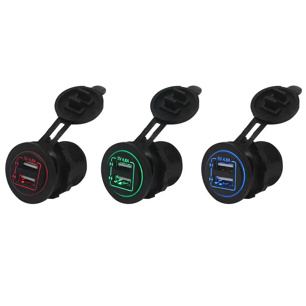 

Mini Dual USB Car Charger Classic Colors and Simple Durable Design Adapter Modified 4.8A Auto 2 Port Double Aperture